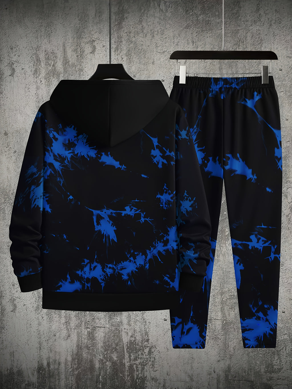 Monster Face Print, Men's 2Pcs Outfits, Casual Hoodies Long Sleeve Pullover Hooded Sweatshirt And Sweatpants Joggers Set For Winter Fall, Men's Clothing