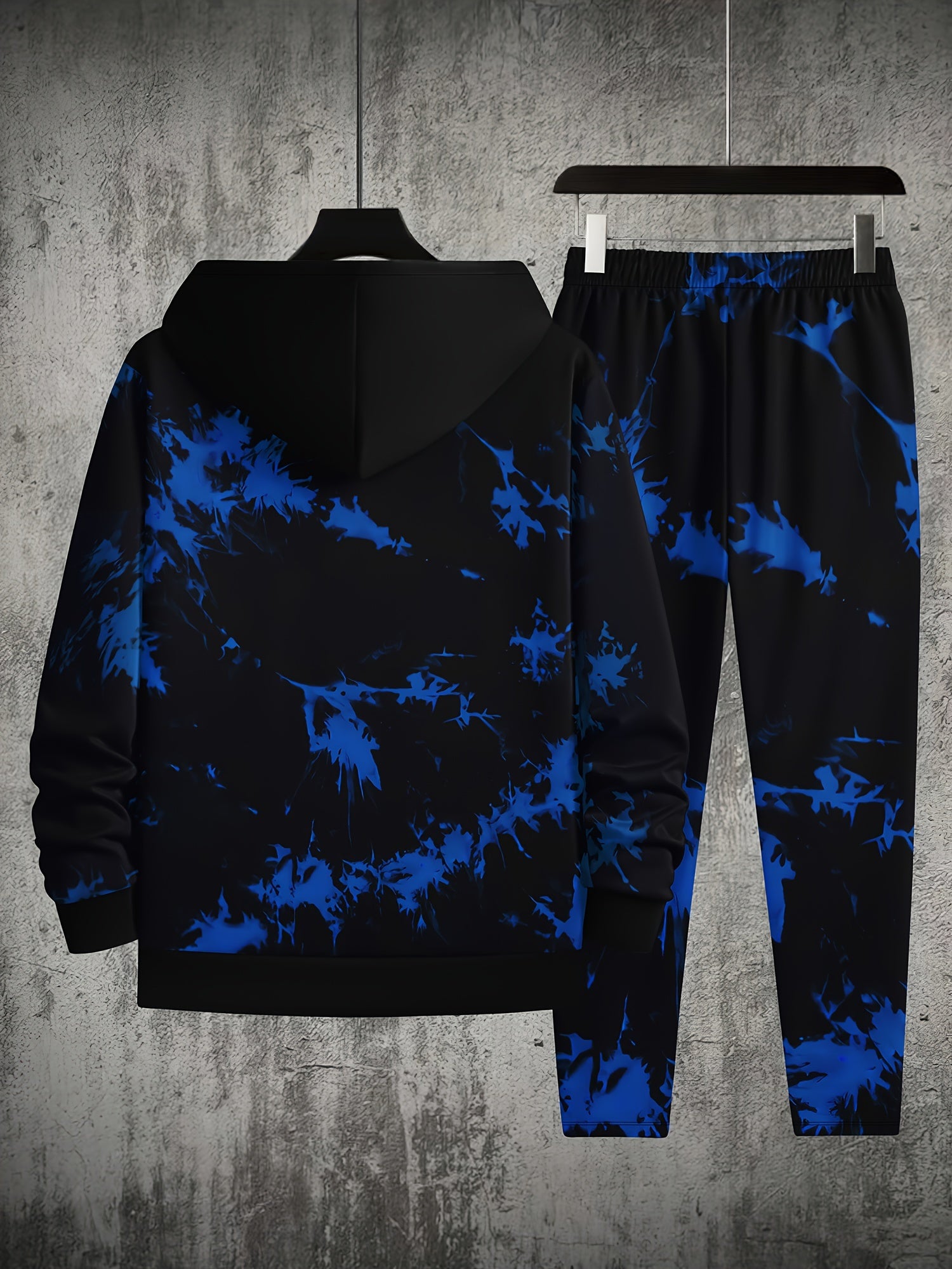 Monster Face Print, Men's 2Pcs Outfits, Casual Hoodies Long Sleeve Pullover Hooded Sweatshirt And Sweatpants Joggers Set For Winter Fall, Men's Clothing