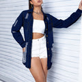 Distressed Denim Jacket, Long Button Up Ripped Jean Jacket Top, Women's Clothing & Outerwear