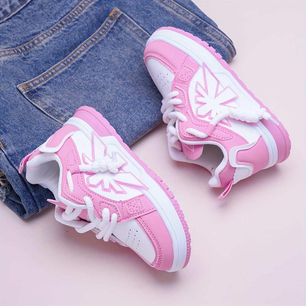 Pink Children's Baby Girl Shoes, Casual Sporty Trendy Fashion New Style, Stylish for All Seasons, Everyday Children Shoes, Outdoor Play Shoes, Stylish Baby Shoes, Durable Stitching, Rubber Sole Shoes, Round Toe Shoes, Lowtop
