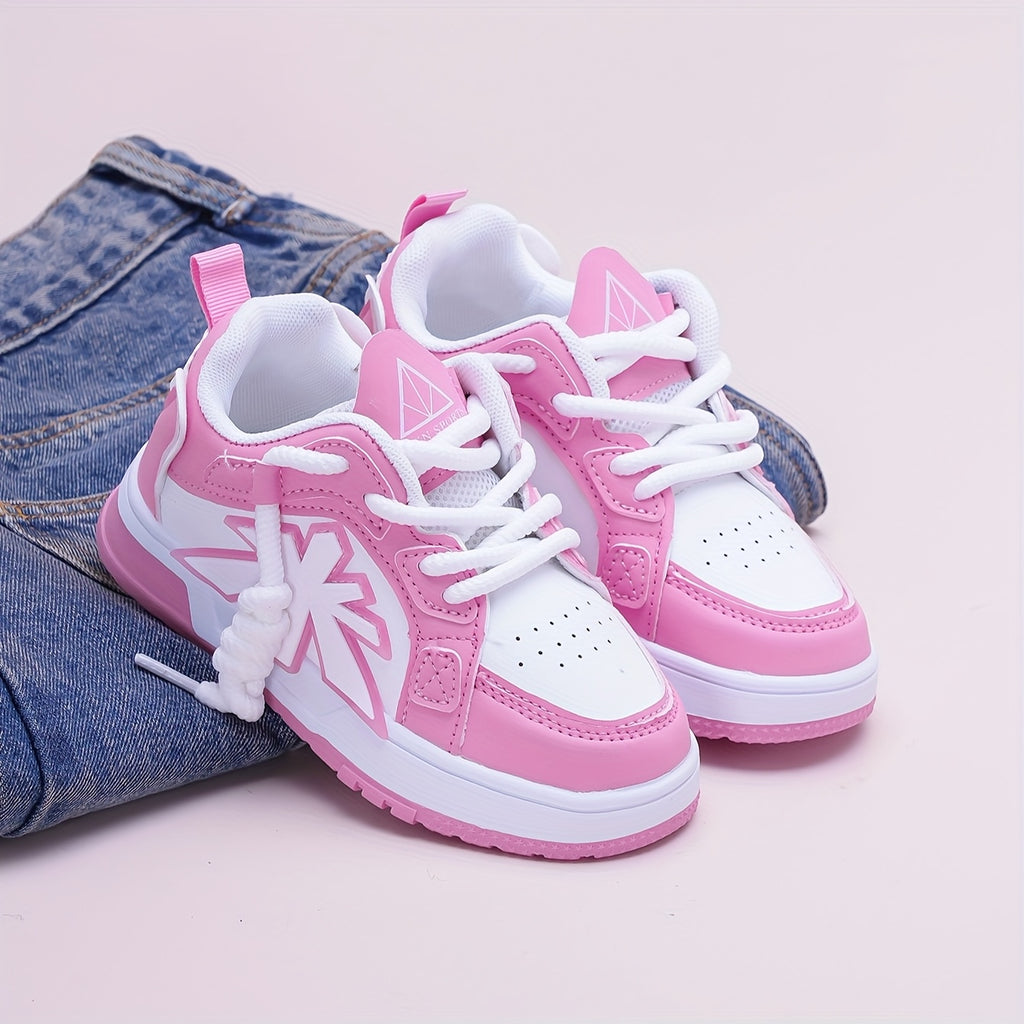 Pink Children's Baby Girl Shoes, Casual Sporty Trendy Fashion New Style, Stylish for All Seasons, Everyday Children Shoes, Outdoor Play Shoes, Stylish Baby Shoes, Durable Stitching, Rubber Sole Shoes, Round Toe Shoes, Lowtop