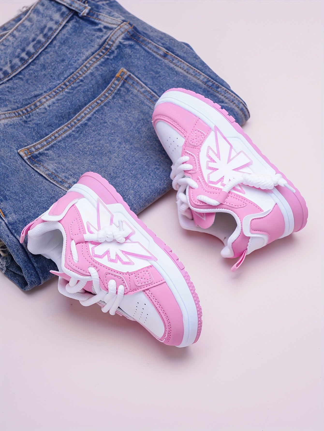 Pink Children's Baby Girl Shoes, Casual Sporty Trendy Fashion New Style, Stylish for All Seasons, Everyday Children Shoes, Outdoor Play Shoes, Stylish Baby Shoes, Durable Stitching, Rubber Sole Shoes, Round Toe Shoes, Lowtop