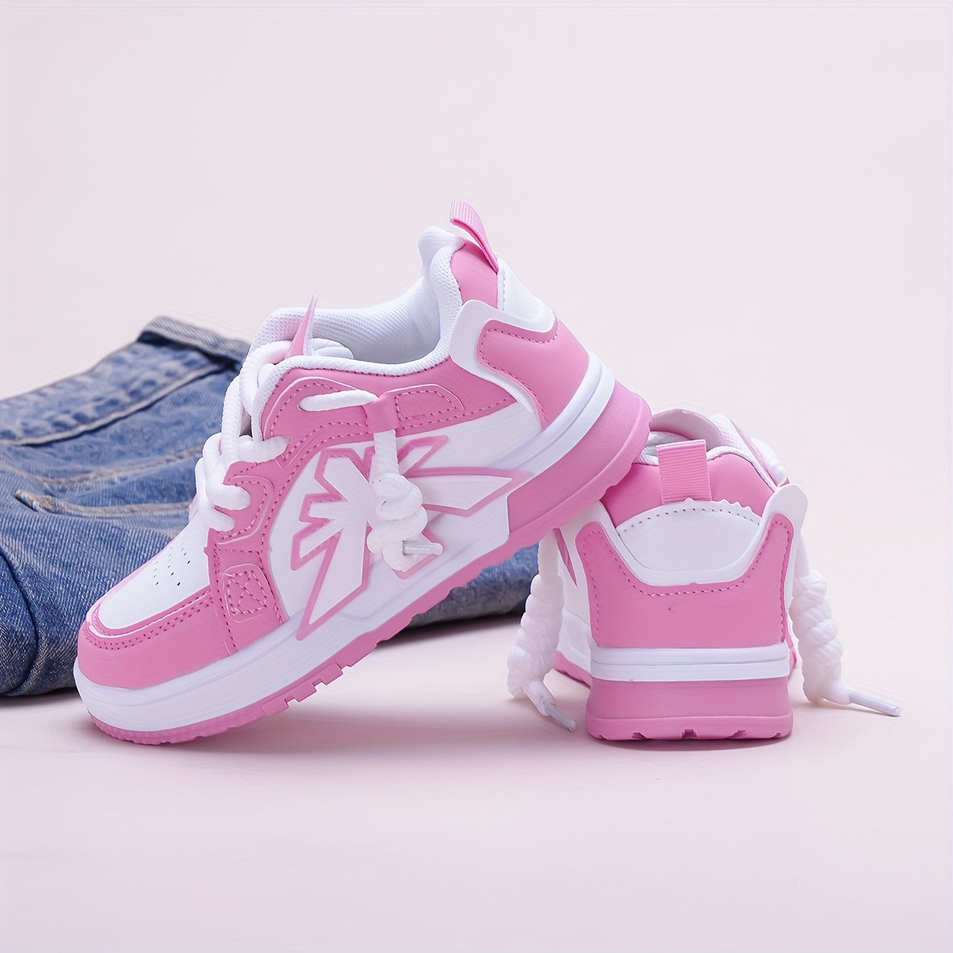 Pink Children's Baby Girl Shoes, Casual Sporty Trendy Fashion New Style, Stylish for All Seasons, Everyday Children Shoes, Outdoor Play Shoes, Stylish Baby Shoes, Durable Stitching, Rubber Sole Shoes, Round Toe Shoes, Lowtop