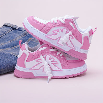Pink Children's Baby Girl Shoes, Casual Sporty Trendy Fashion New Style, Stylish for All Seasons, Everyday Children Shoes, Outdoor Play Shoes, Stylish Baby Shoes, Durable Stitching, Rubber Sole Shoes, Round Toe Shoes, Lowtop