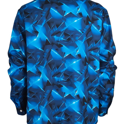 Geometric Pattern Men's Chic Long Sleeve Button Up Shirt, Spring Fall, Men's Clothing