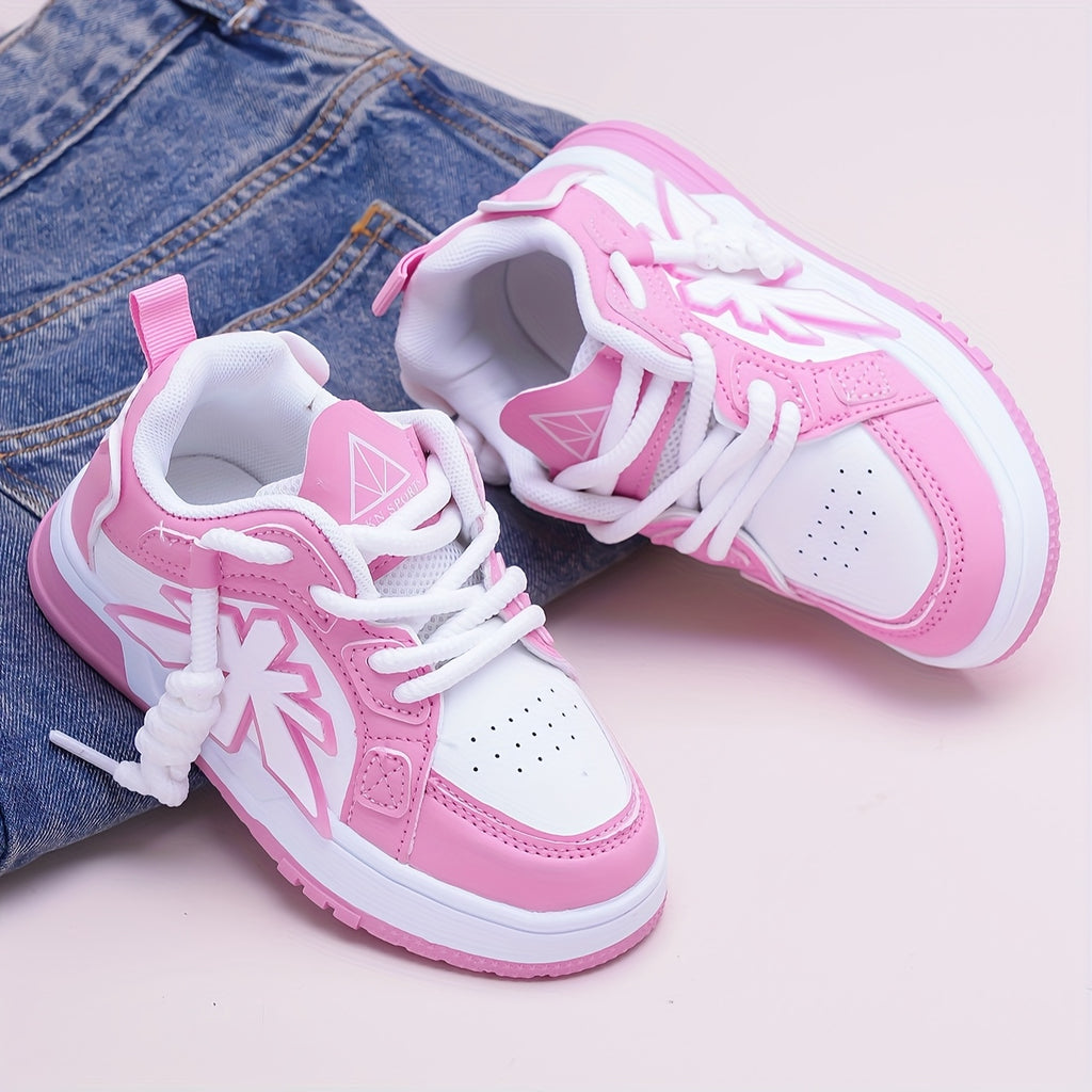 Pink Children's Baby Girl Shoes, Casual Sporty Trendy Fashion New Style, Stylish for All Seasons, Everyday Children Shoes, Outdoor Play Shoes, Stylish Baby Shoes, Durable Stitching, Rubber Sole Shoes, Round Toe Shoes, Lowtop