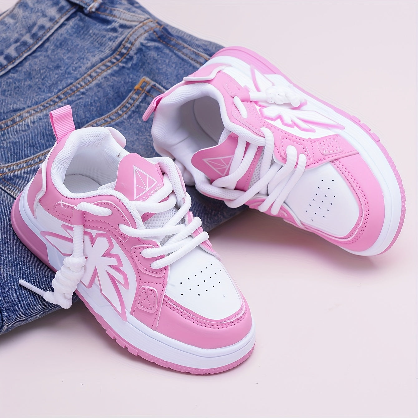 Pink Children's Baby Girl Shoes, Casual Sporty Trendy Fashion New Style, Stylish for All Seasons, Everyday Children Shoes, Outdoor Play Shoes, Stylish Baby Shoes, Durable Stitching, Rubber Sole Shoes, Round Toe Shoes, Lowtop