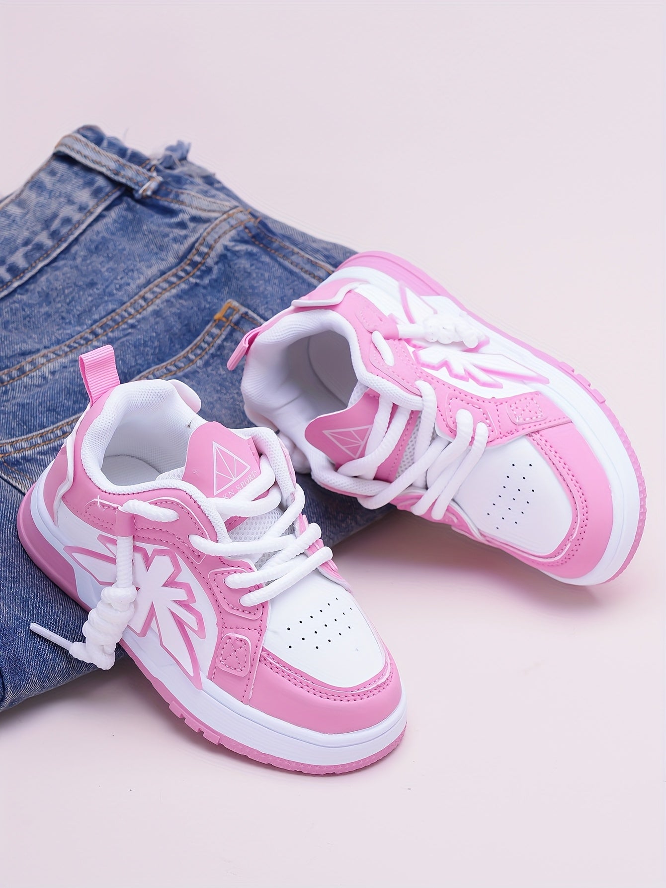 Pink Children's Baby Girl Shoes, Casual Sporty Trendy Fashion New Style, Stylish for All Seasons, Everyday Children Shoes, Outdoor Play Shoes, Stylish Baby Shoes, Durable Stitching, Rubber Sole Shoes, Round Toe Shoes, Lowtop