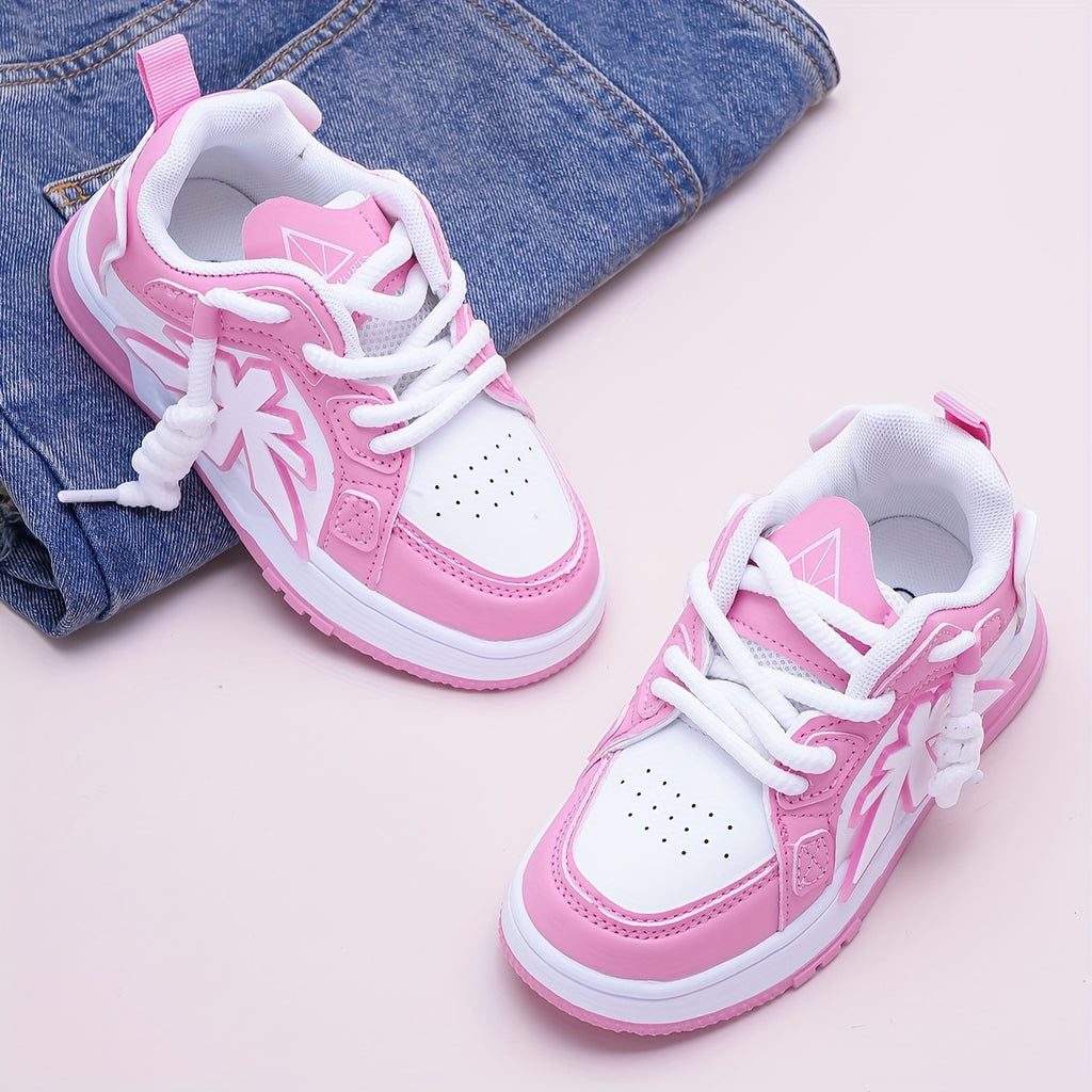 Pink Children's Baby Girl Shoes, Casual Sporty Trendy Fashion New Style, Stylish for All Seasons, Everyday Children Shoes, Outdoor Play Shoes, Stylish Baby Shoes, Durable Stitching, Rubber Sole Shoes, Round Toe Shoes, Lowtop
