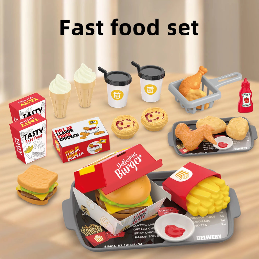 Children's toys: Pretend play, barbecue, fast food, pizza, sushi, afternoon tea, desserts, kitchen food, toy sets