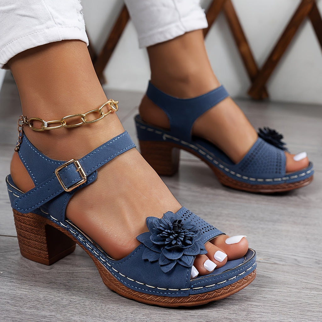 Women Summer Wedge Sandals Floral Peep Toe Shoes Woman Platform Ankle Strap Sandal