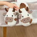 Cozy Home Cute Cartoon Cow Plush Half- Slippers, Couple Matching Style, Thickened and Warm
