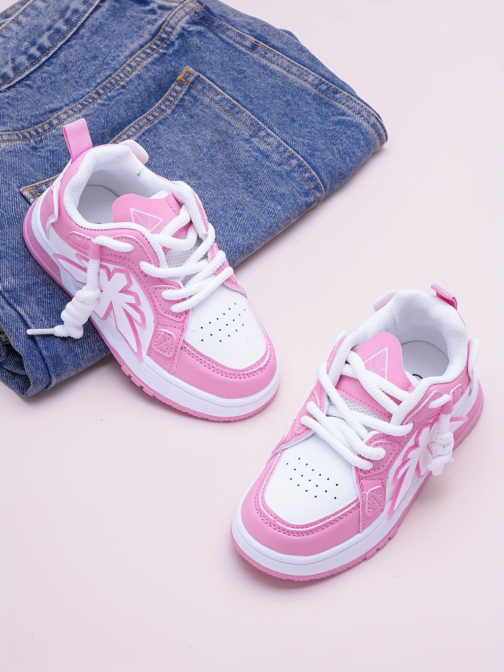 Pink Children's Baby Girl Shoes, Casual Sporty Trendy Fashion New Style, Stylish for All Seasons, Everyday Children Shoes, Outdoor Play Shoes, Stylish Baby Shoes, Durable Stitching, Rubber Sole Shoes, Round Toe Shoes, Lowtop