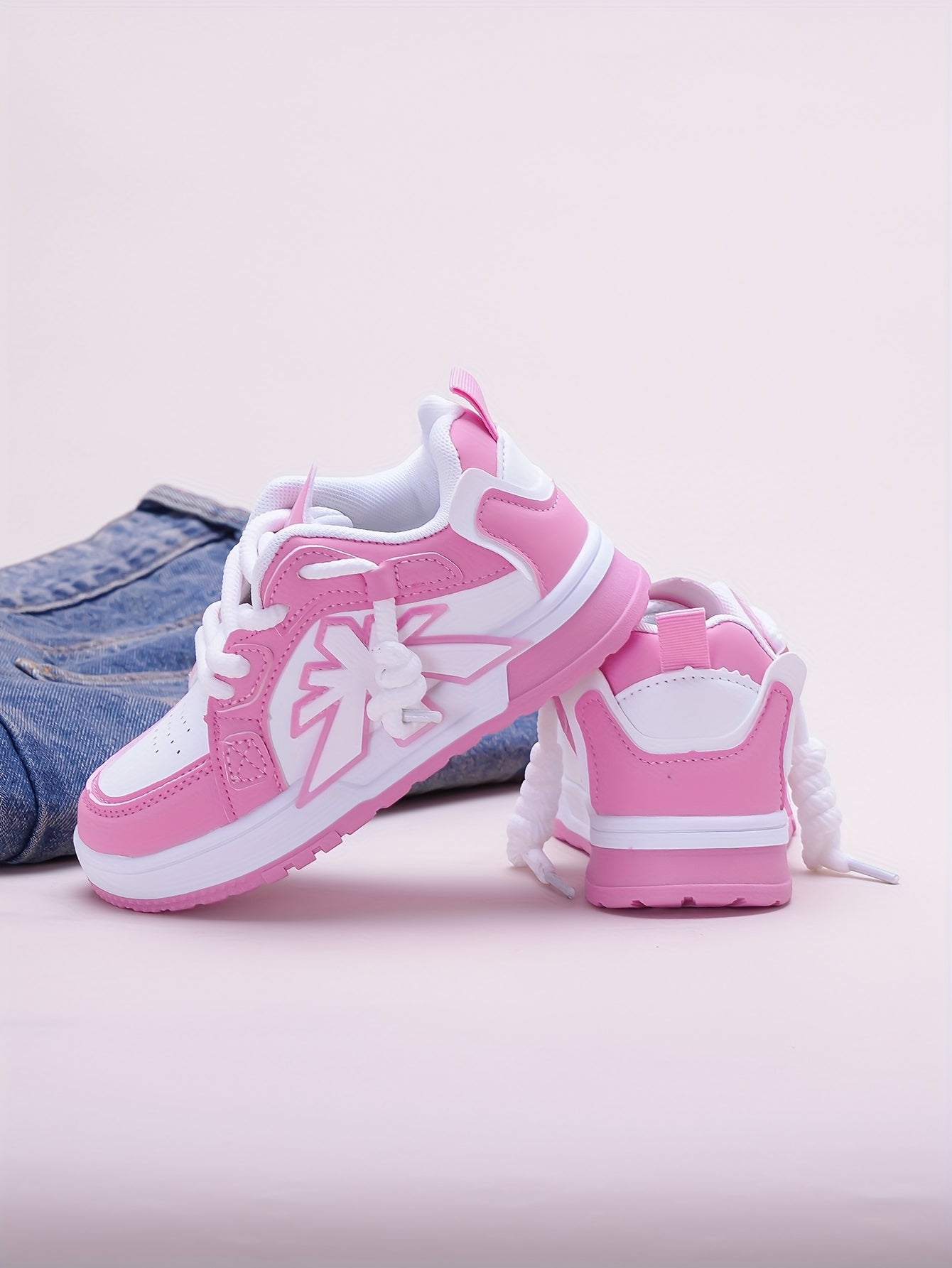 Pink Children's Baby Girl Shoes, Casual Sporty Trendy Fashion New Style, Stylish for All Seasons, Everyday Children Shoes, Outdoor Play Shoes, Stylish Baby Shoes, Durable Stitching, Rubber Sole Shoes, Round Toe Shoes, Lowtop